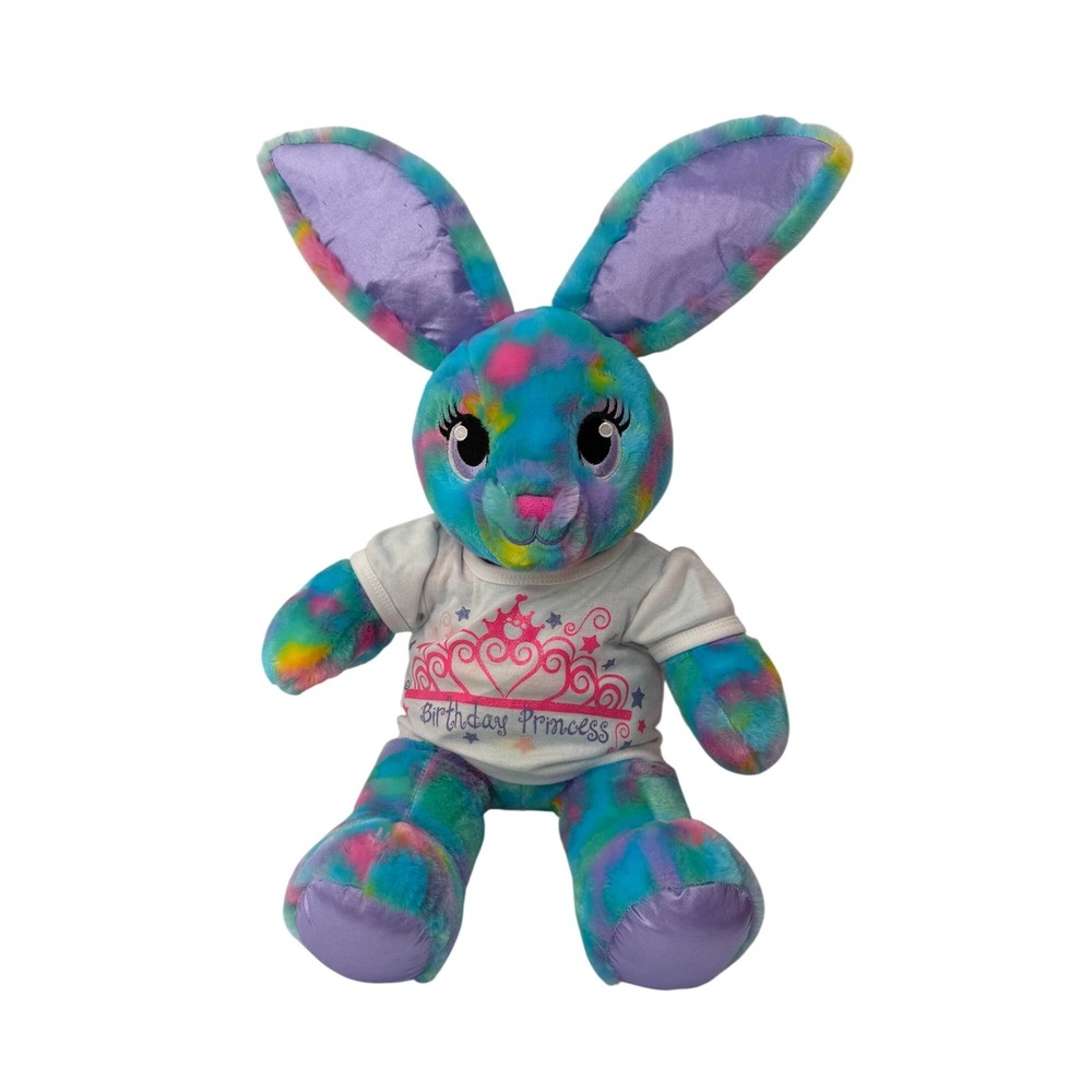 Build-A-Bear Bunny Birthday Princess Plush Tie Dye Blue Pink Purple 20in Stuffed